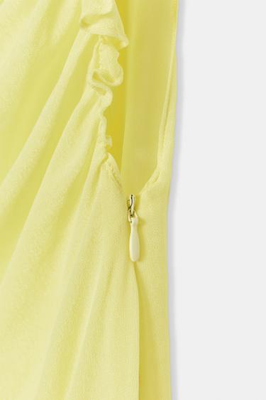 LONG GEORGETTE DRESS - Lemon yellow by Zara - Image 6