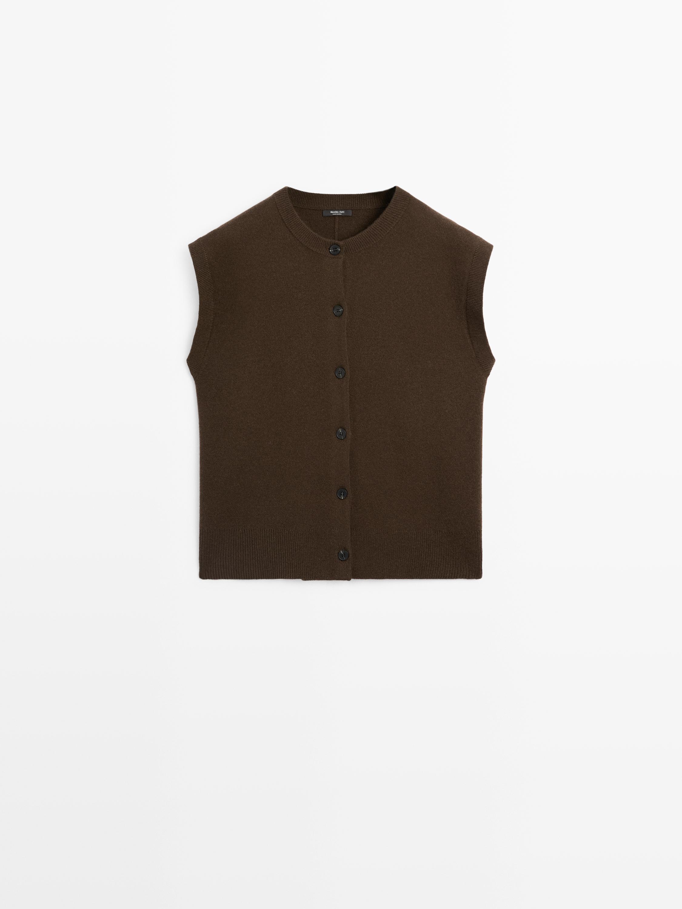 Veste sans manches en maille à col rond