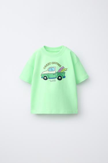 CAMISETA ESTAMPADA FLÚOR - Verde flúor de Zara