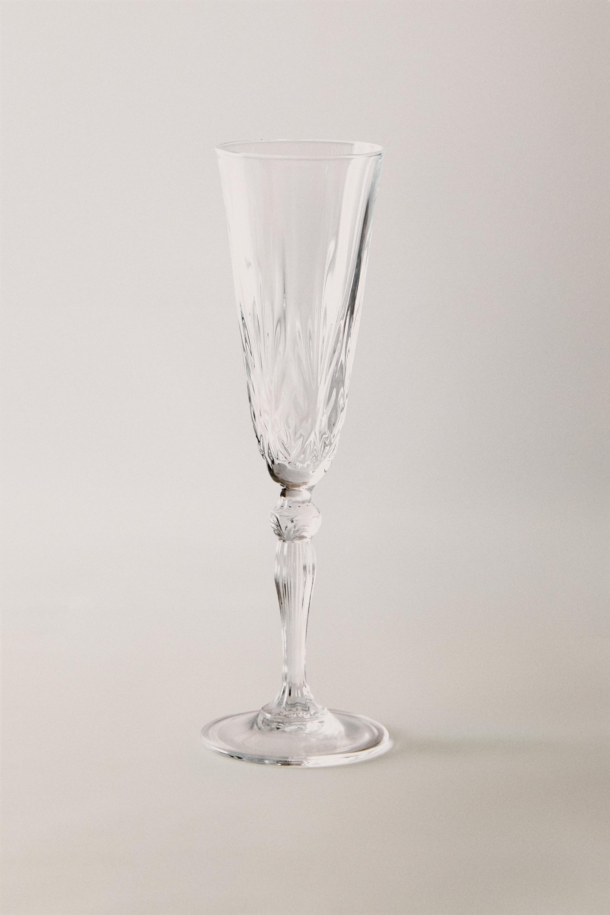 ENGRAVED CRYSTALLINE FLUTE GLASS — Transparent