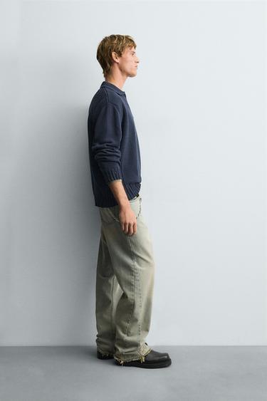 DISTRESSED KNIT POLO SHIRT - Indigo by Zara - Image 3