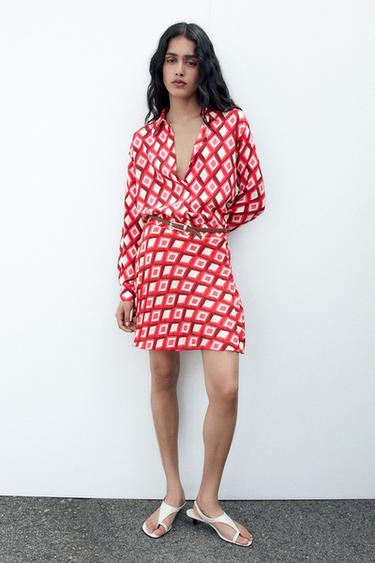 GEOMETRIC PRINT MINI SKIRT WITH BELT - Multicoloured by Zara