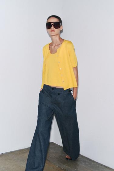 VESTE EN MAILLE UNIE - Jaune de Zara - Image 1
