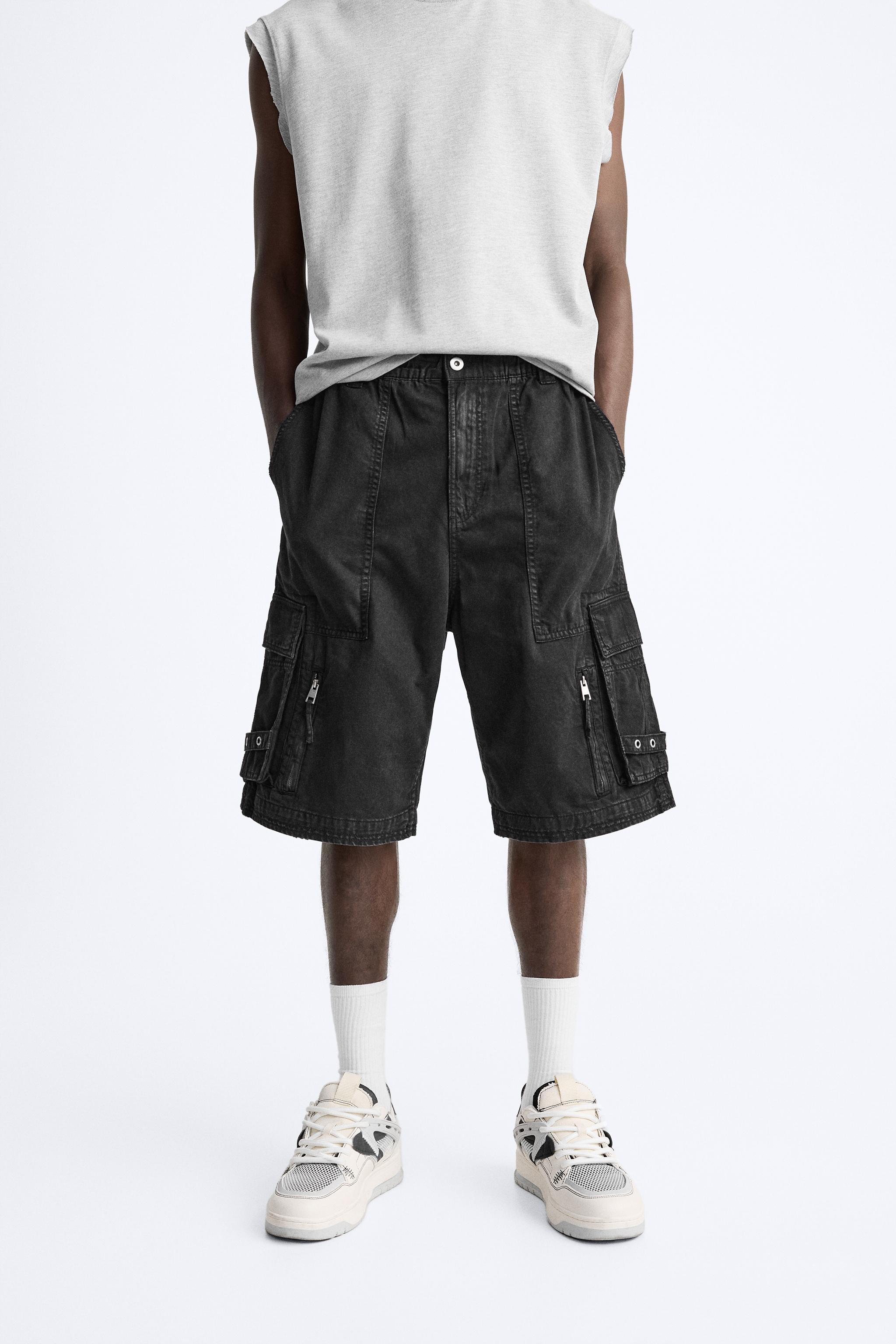 さらぽん SATIN RIBBED SHORTS - Dark gray | ZARA United States