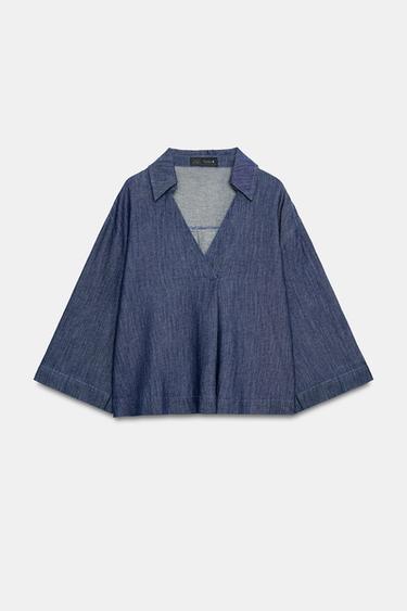 CAMISA CON LINO - Índigo de Zara - Imagen 0