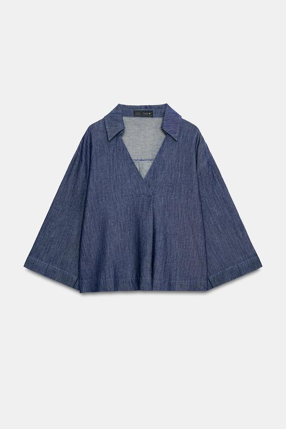LINEN BLEND SHIRT - Indigo by Zara - Image 0