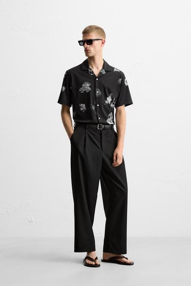 CHEMISE ÉLASTIQUE À IMPRIMÉ FLEURS - Noir de Zara - Image 3