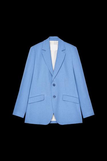 ZW COLLECTION LINEN BLEND BLAZER - Sky blue by Zara - Image 0