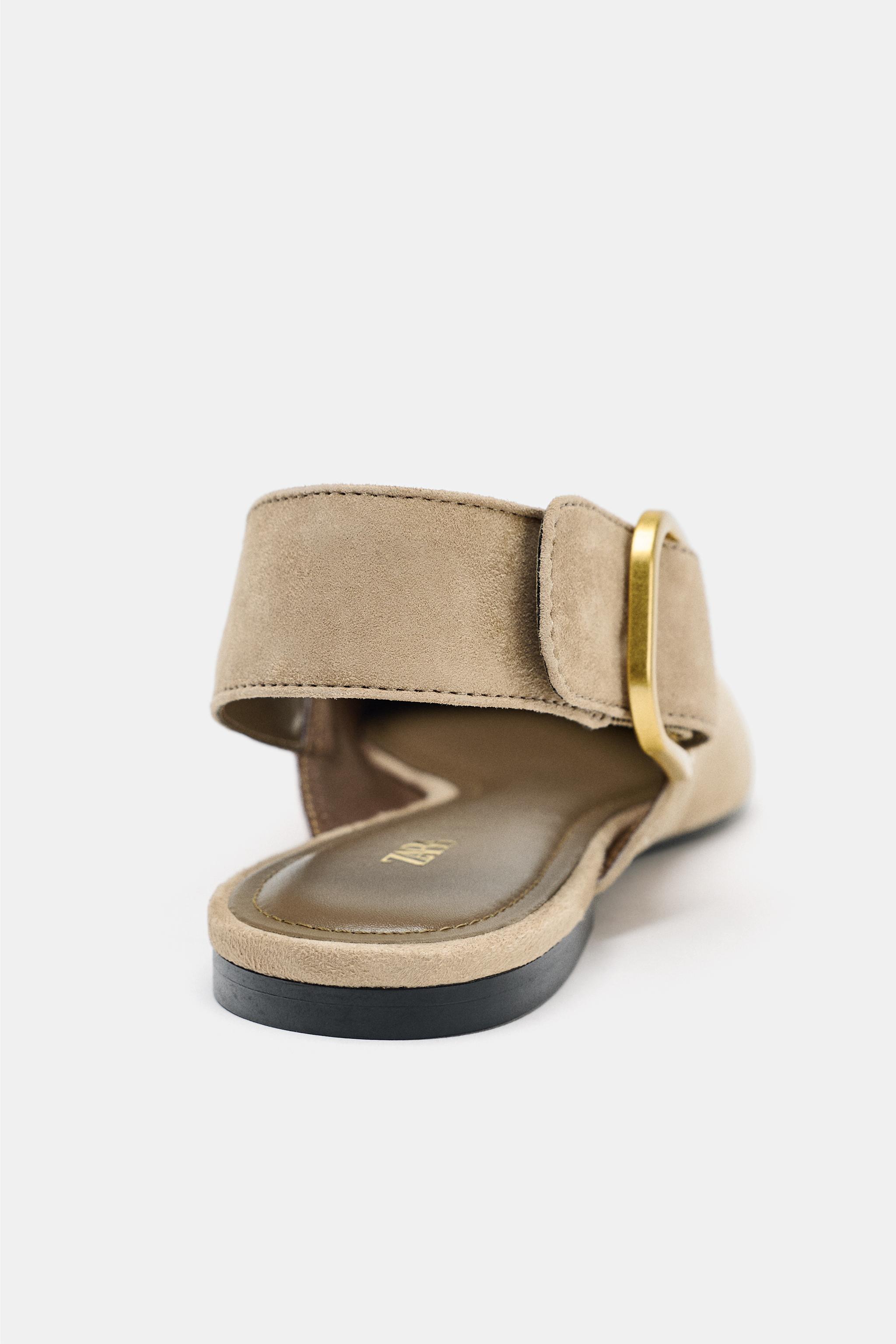 SAPATO SEM ENCOSTO COM FIVELA DE CROUTE - Bege | ZARA Brasil