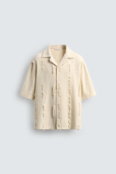 RAISED EMBROIDERY SHIRT - Ecru by Zara