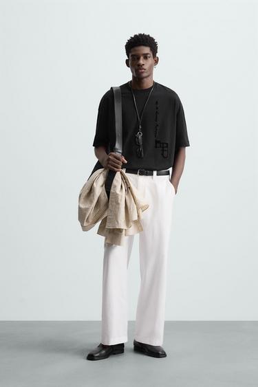 CAMISETA ESTAMPAS TEXTURIZADAS - Preto da Zara - Imagem 0