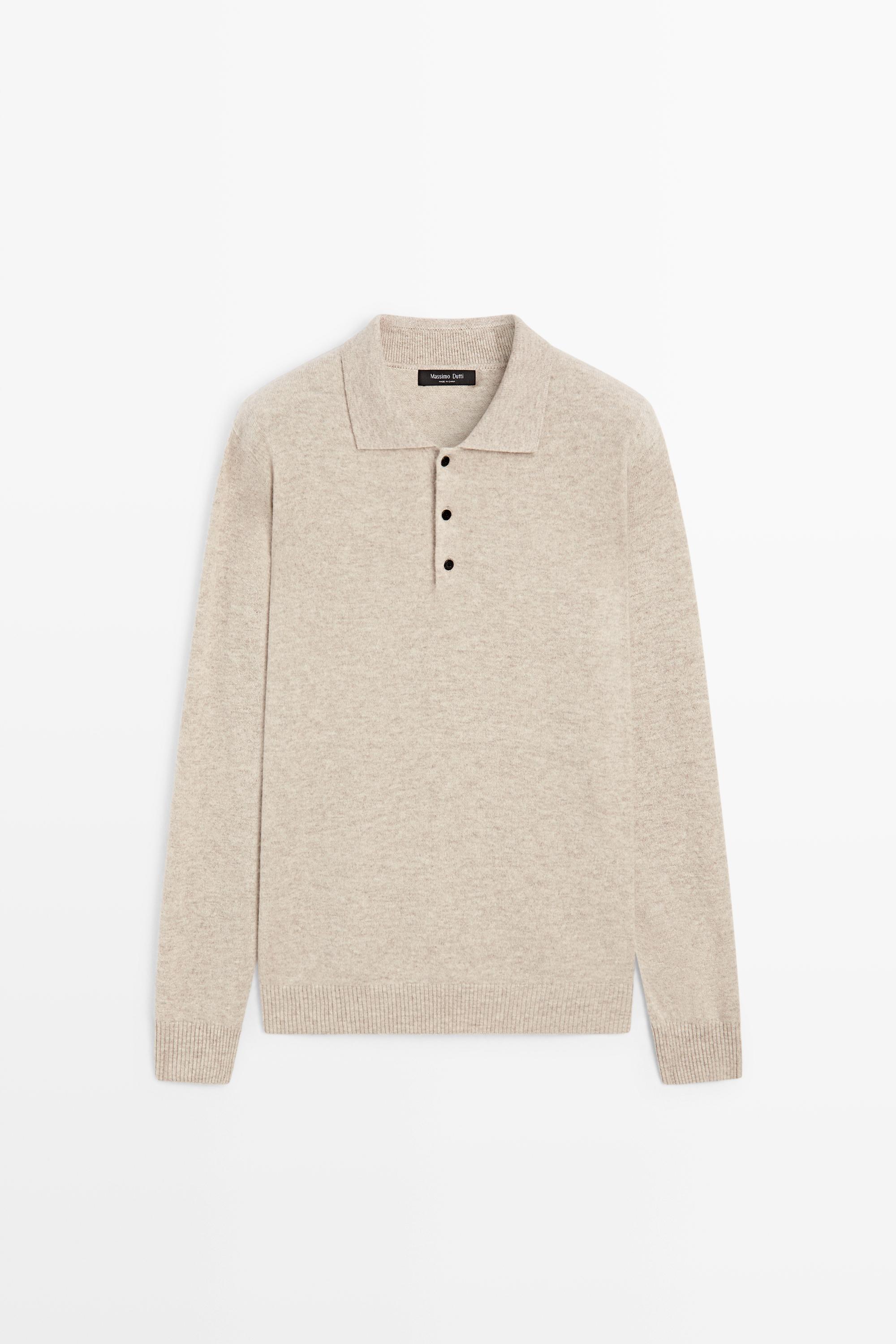 Wool cashmere blend polo sweater