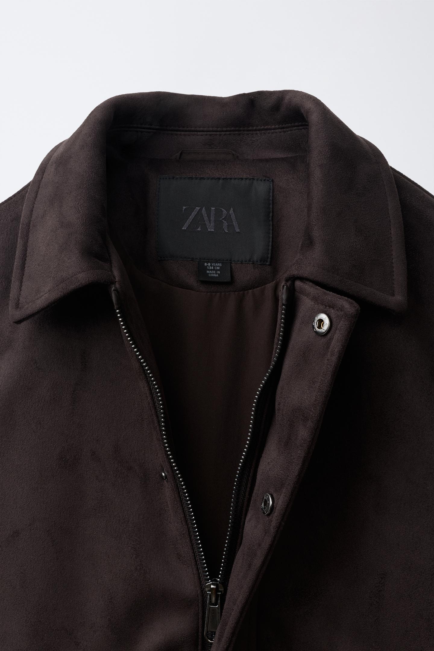 Детская куртка Zara Faux Suede Bomber, цвет: Шоколадный — фото 7