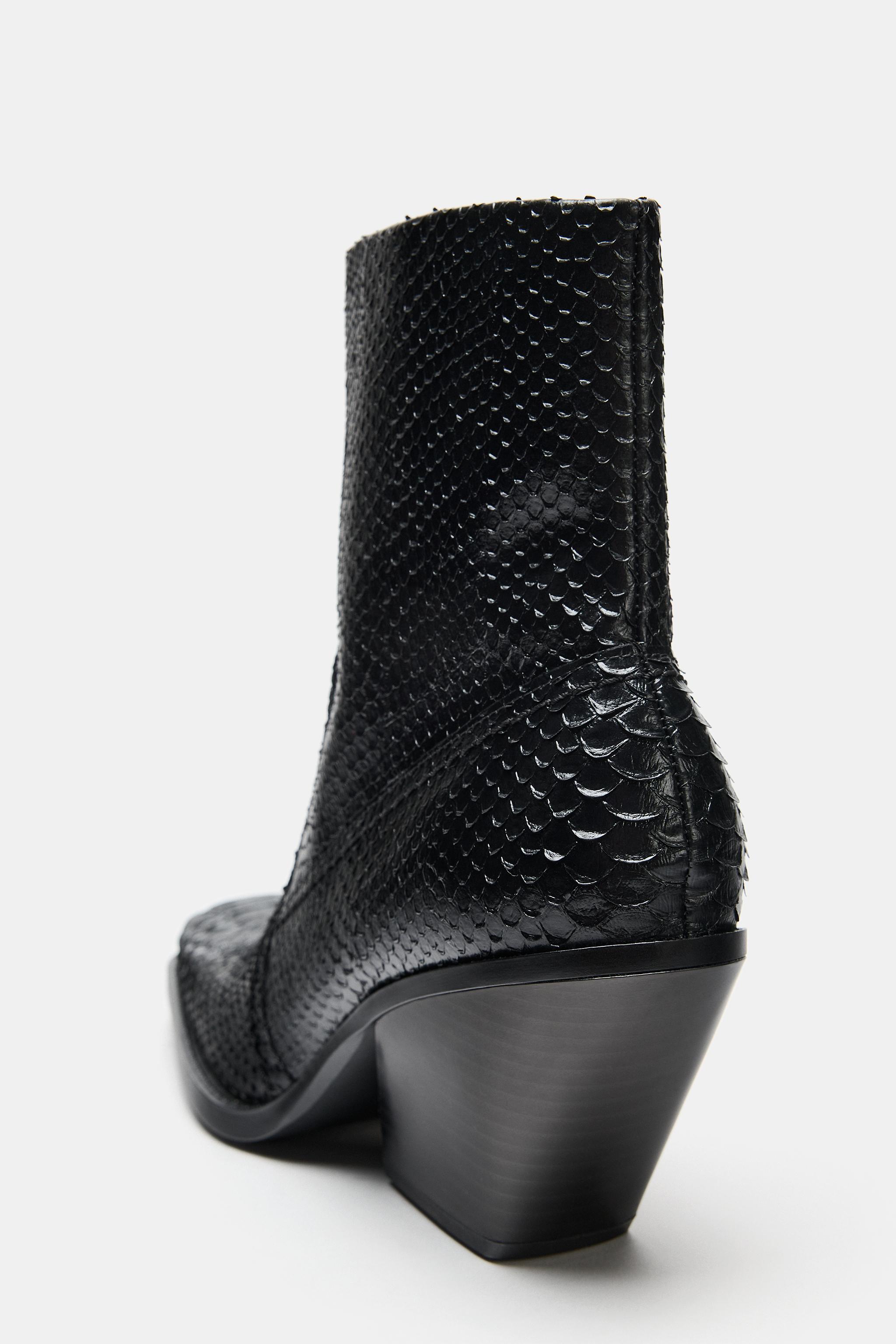 TEXTURED COWBOY ANKLE BOOTS - Black | ZARA Curaçao / Curazao