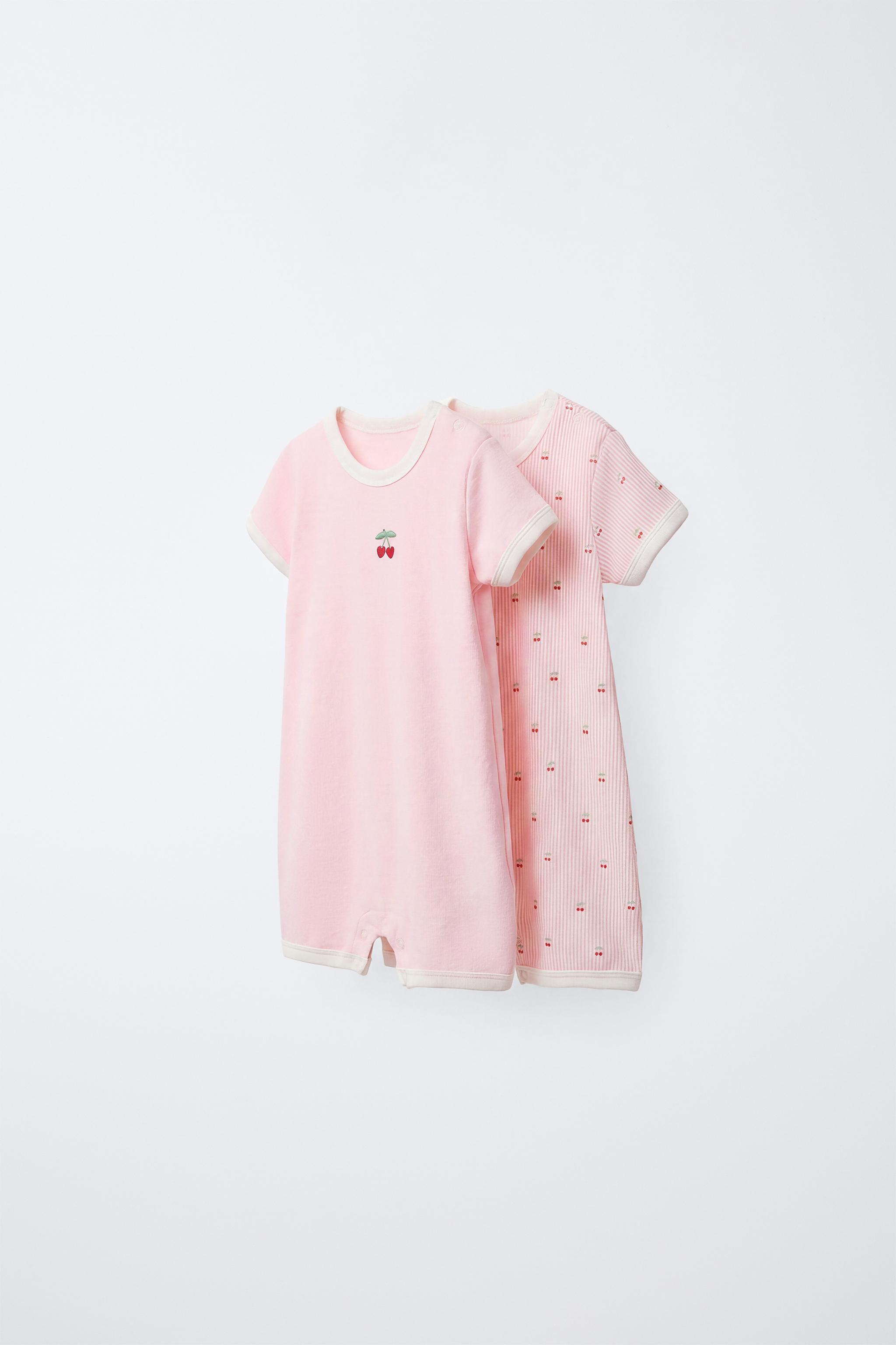 TWO-PACK OF CHERRY SLEEPSUITS — Pink