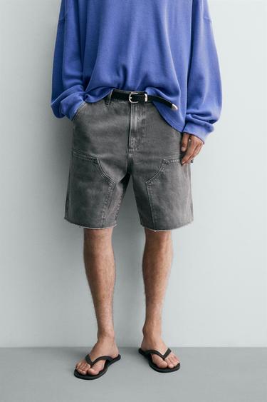 BERMUDA RELAXED FIT POCHE CHARPENTIER - Gris foncé de Zara