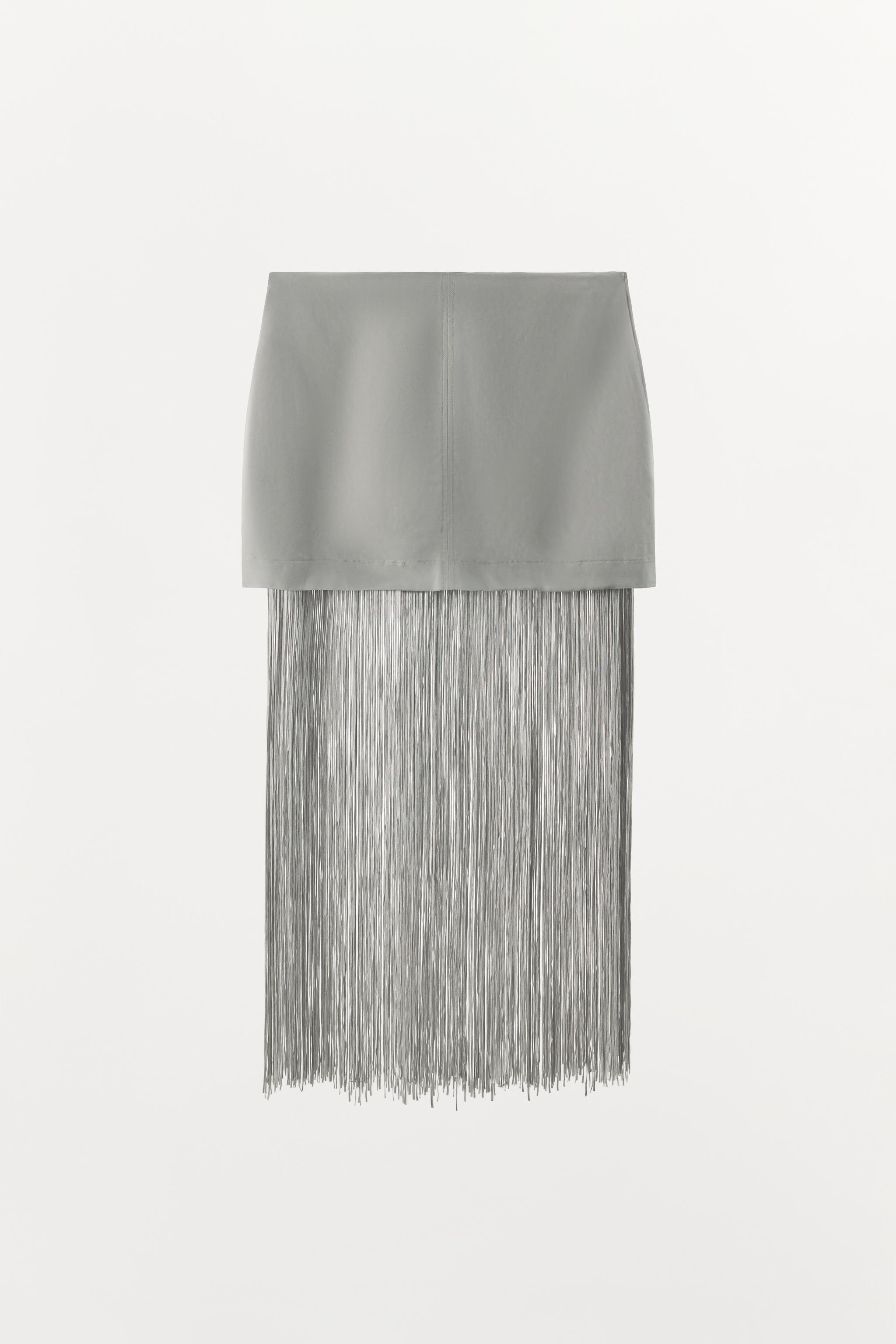 FRINGED LINEN MINI SKIRT