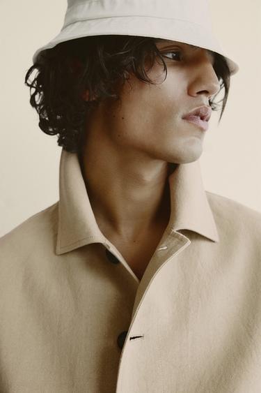 Zara 短版亞麻襯衫式外套 - 焦糖色