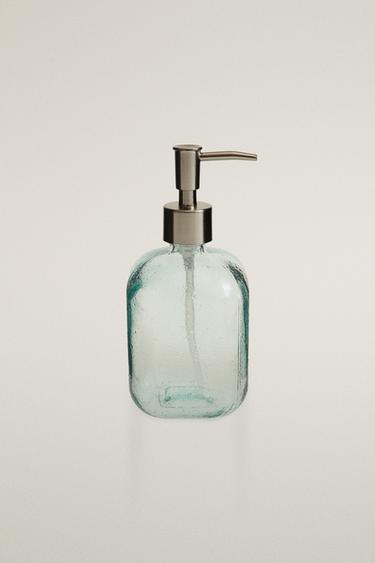 BLUE BUBBLED GLASS SOAP DISPENSER - Blue by Zara