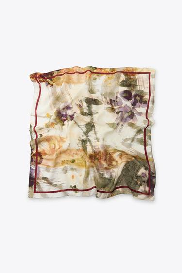 PRINTED VISCOSE SCARF - Ecru by Zara - Image 1