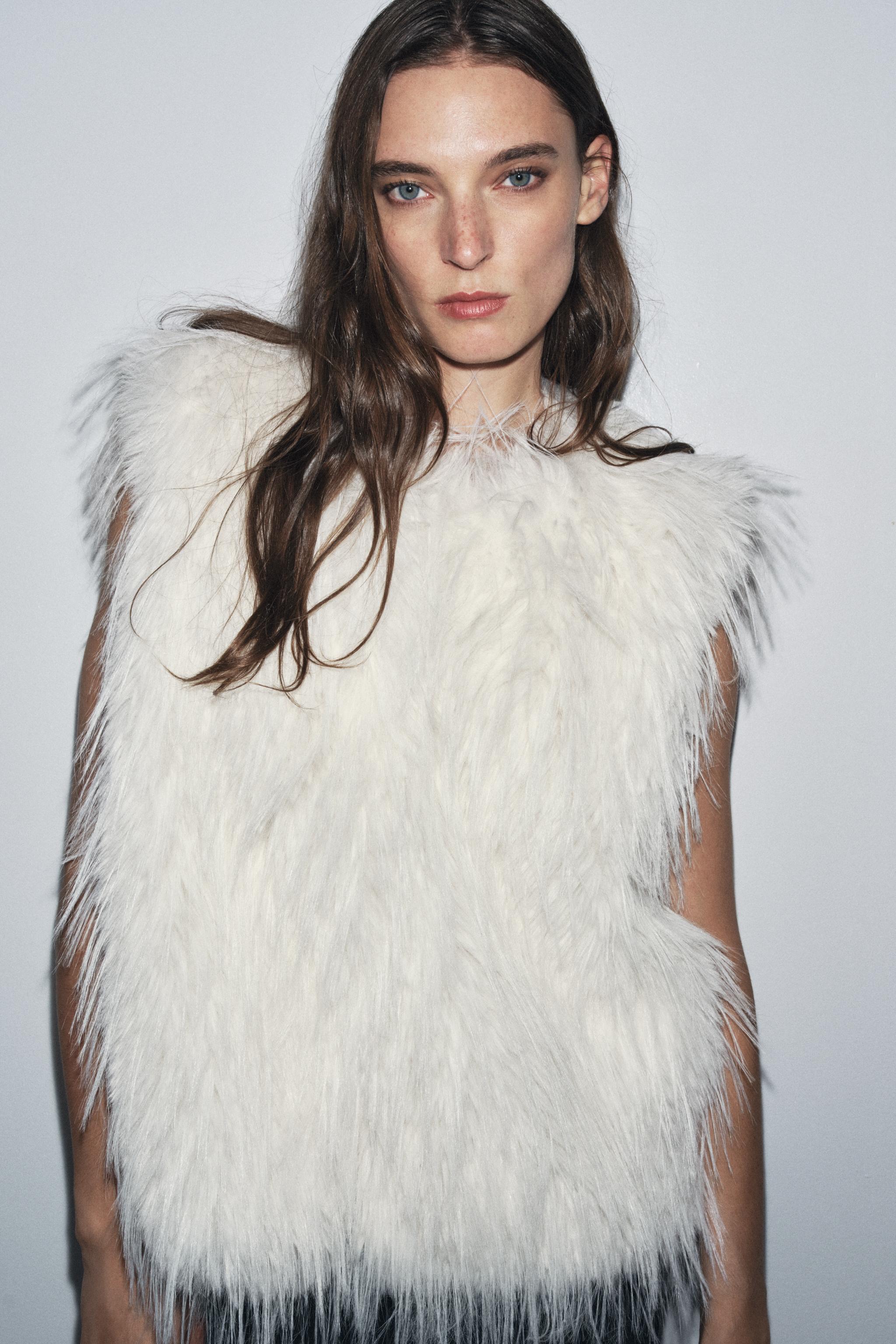 ZW COLLECTION FAUX FUR WAISTCOAT White ZARA United Kingdom