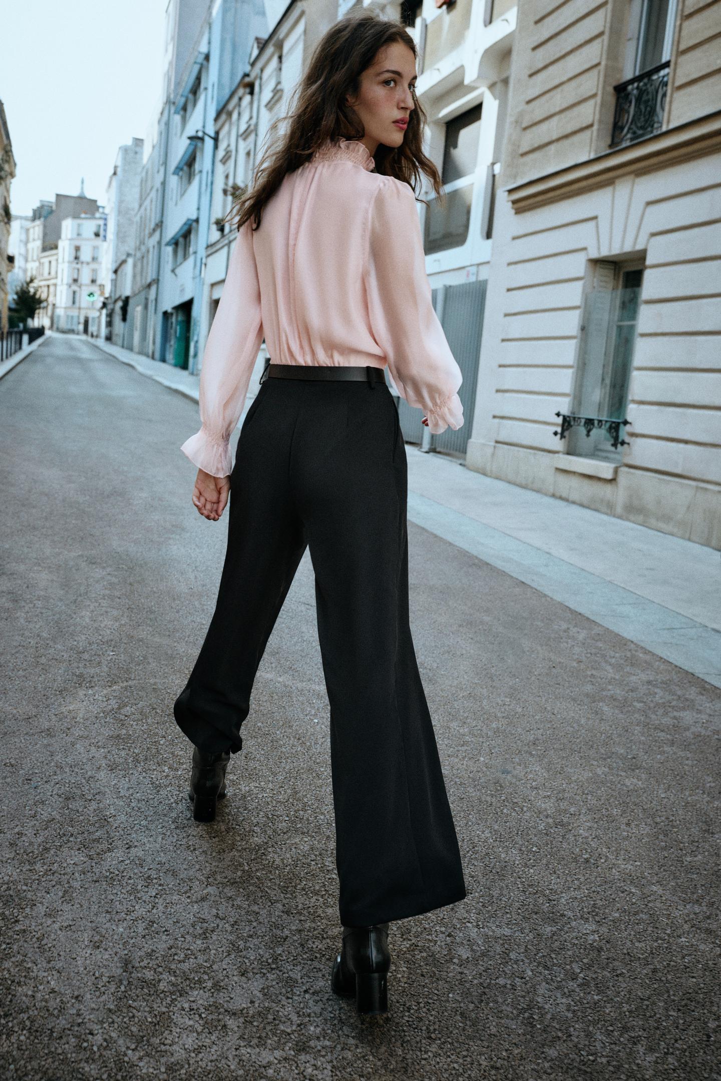 Женский комбинезон Zara Combined Belted Jumpsuit, цвет: Чёрный — фото 4