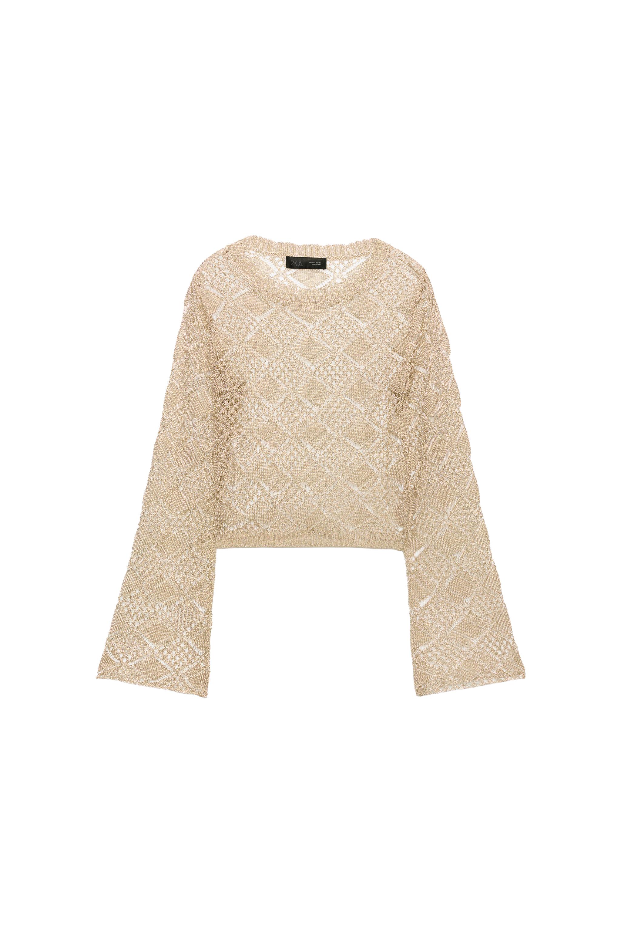 POINTELLE KNIT JUMPER WITH FLARED SLEEVES