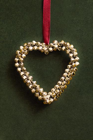 HEART CHRISTMAS TREE DECORATION WITH SLEIGH BELLS - Golden by Zara - Image 4