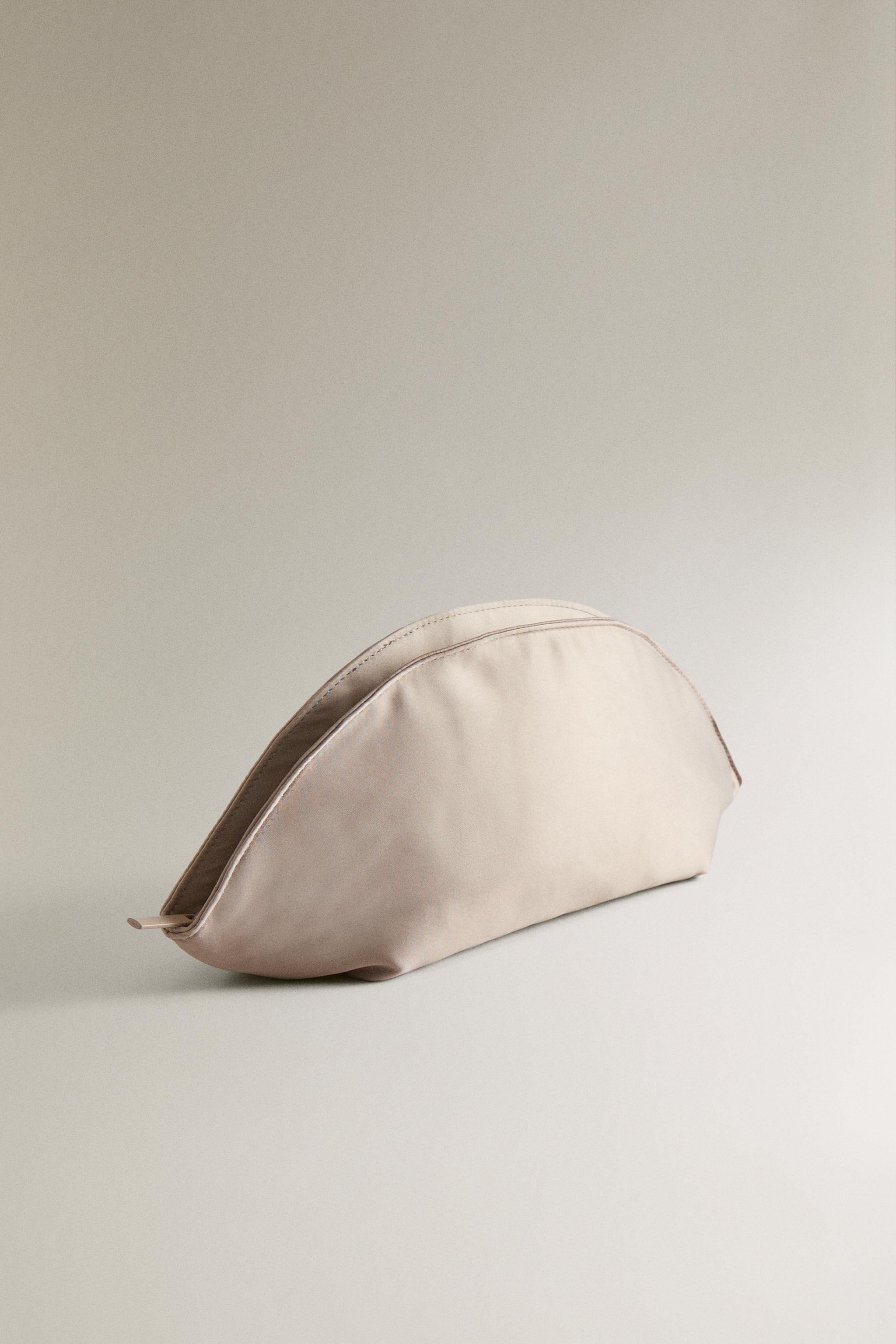 CRESCENT SATEEN MAKEUP BAG — Toasted Brown