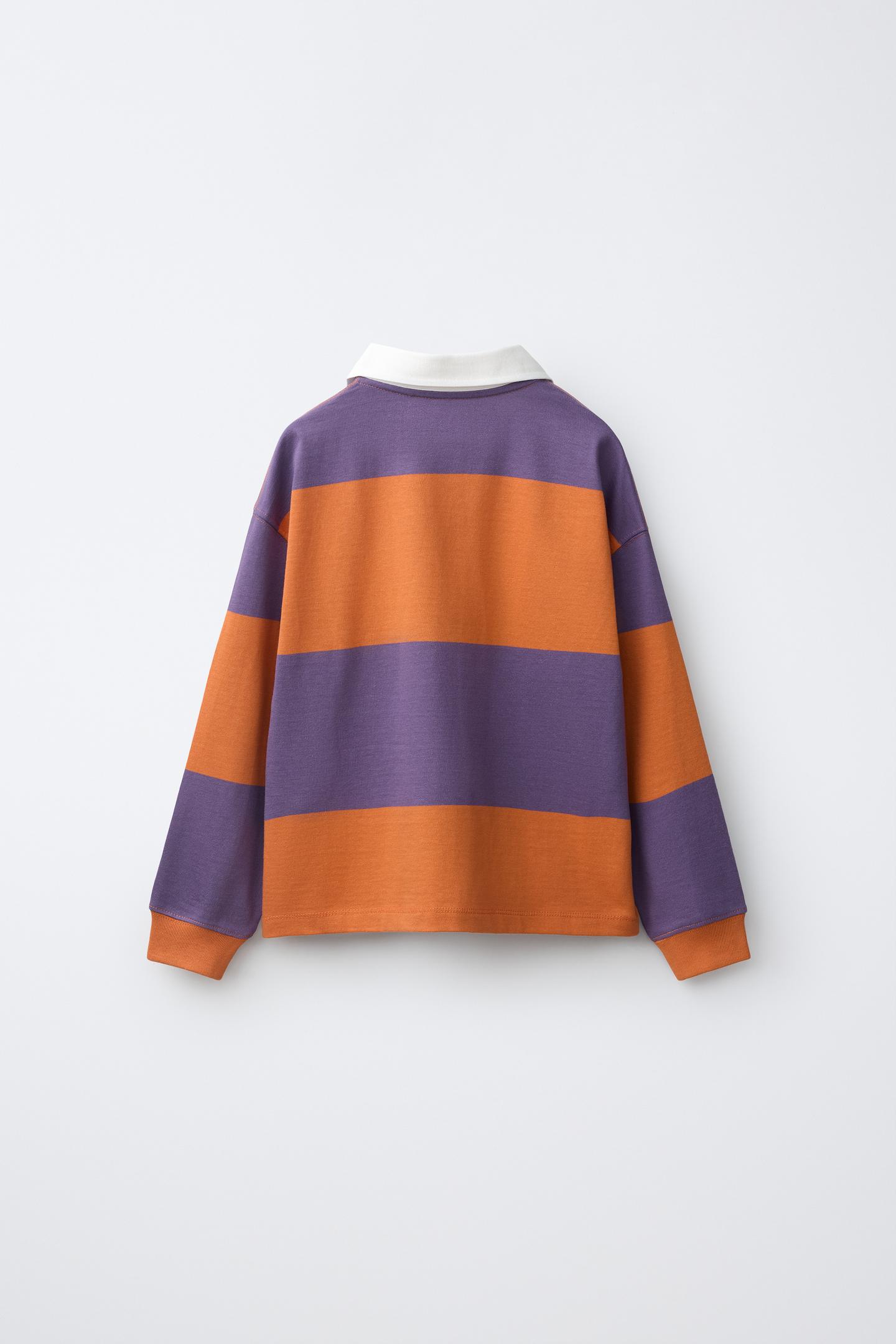 Детское поло Zara Fruit OF the Loom™ Embroidered Striped Polo Shirt, цвет: Фиолетовый — фото 3