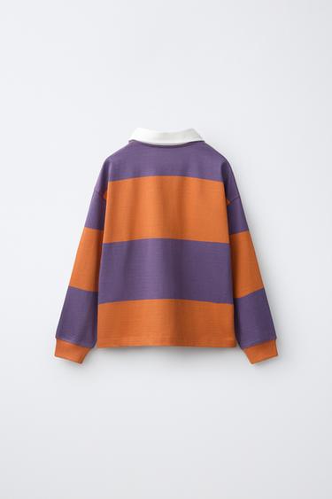 FRUIT OF THE LOOM™ EMBROIDERED STRIPED POLO SHIRT — Purple 2