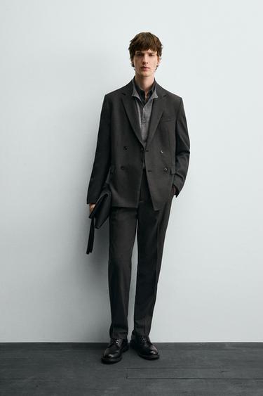 DOUBLE-BREASTED SUIT BLAZER - Anthracite Grey by Zara