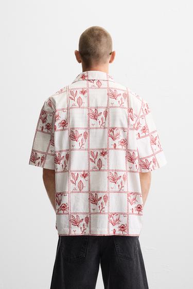 CHEMISE BRODERIES CONTRASTE - Blanc / Rouge de Zara - Image 2