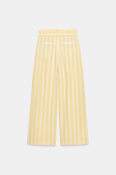 PANTALON STYLE PYJAMA À RAYURES ZW COLLECTION - Jaune de Zara - Image 5