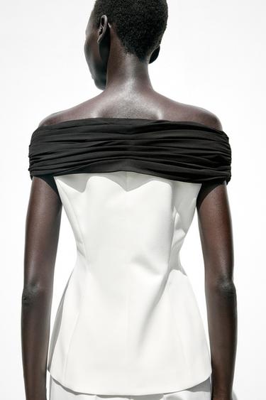 CONTRAST BUSTIER TOP - Ecru by Zara - Image 4