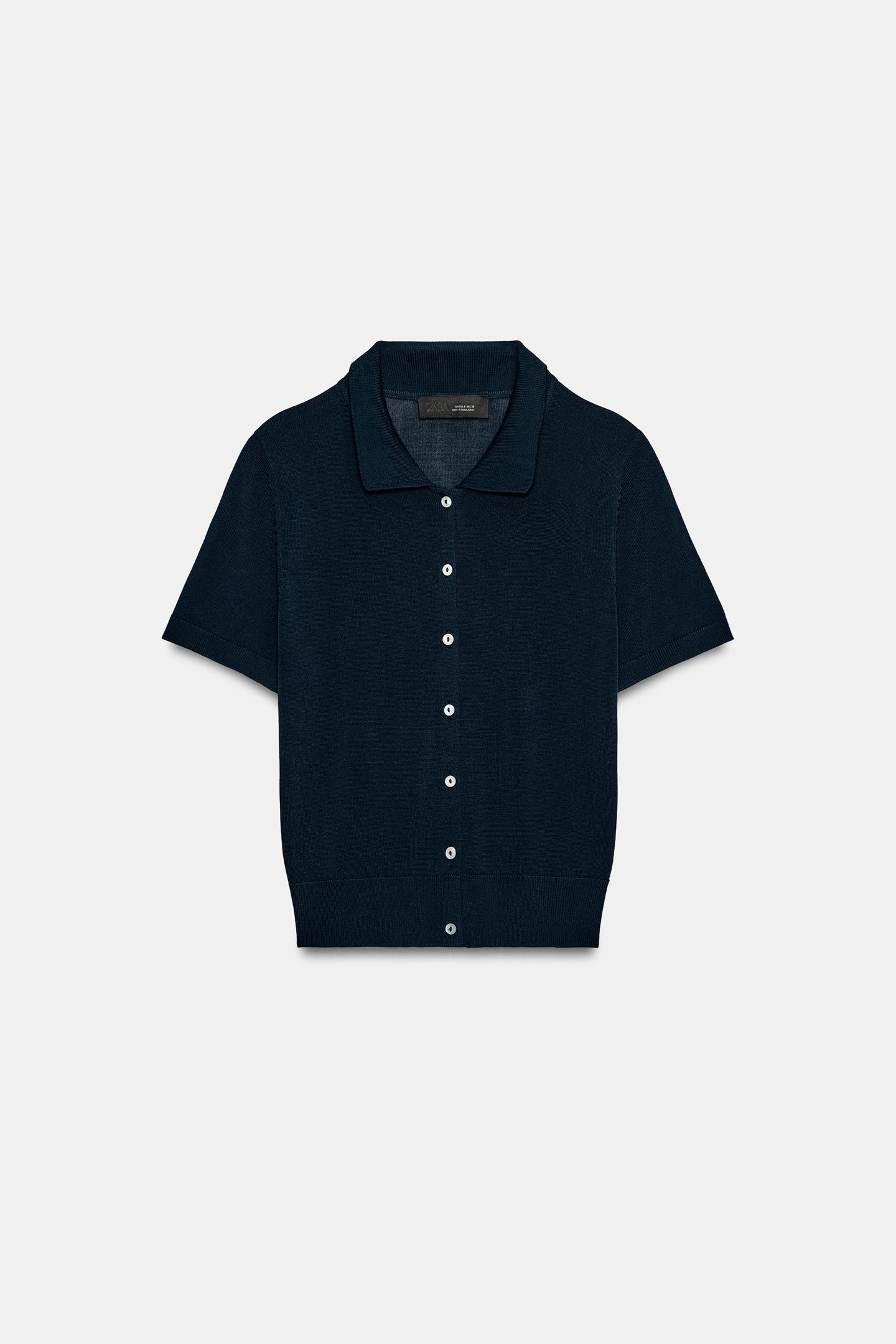Женский кардиган Zara Short Sleeve Knit, цвет: Тёмно-синий — фото 6