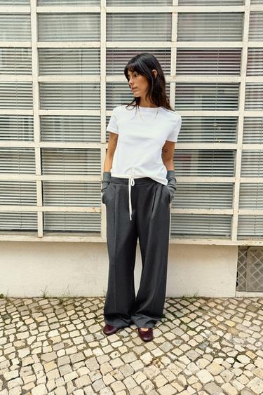 T-SHIRT INTERLOCK À MANCHES COURTES - Blanc de Zara