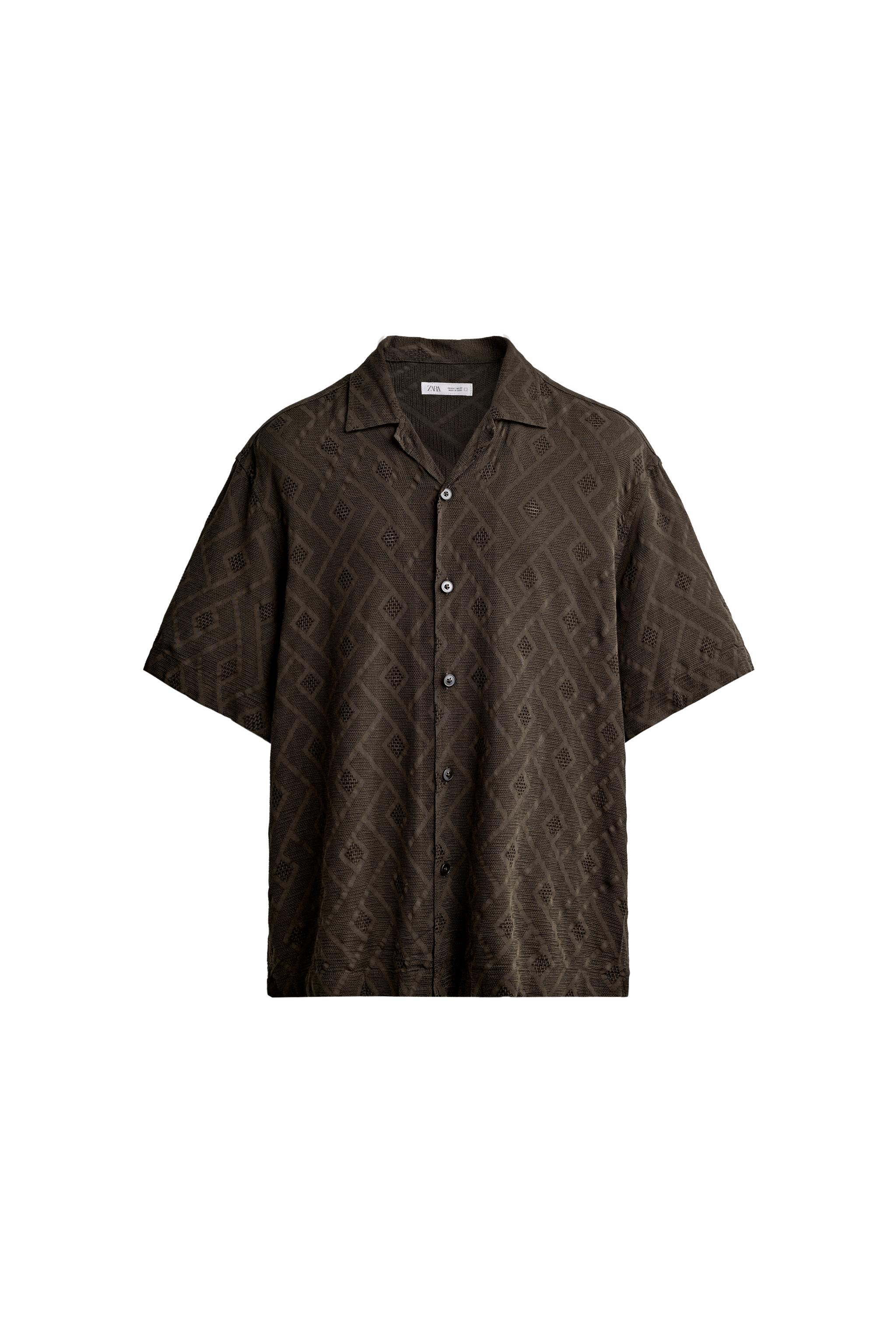 ジオメトリックジャカードシャツ - ブラウン | ZARA Japan / 日本