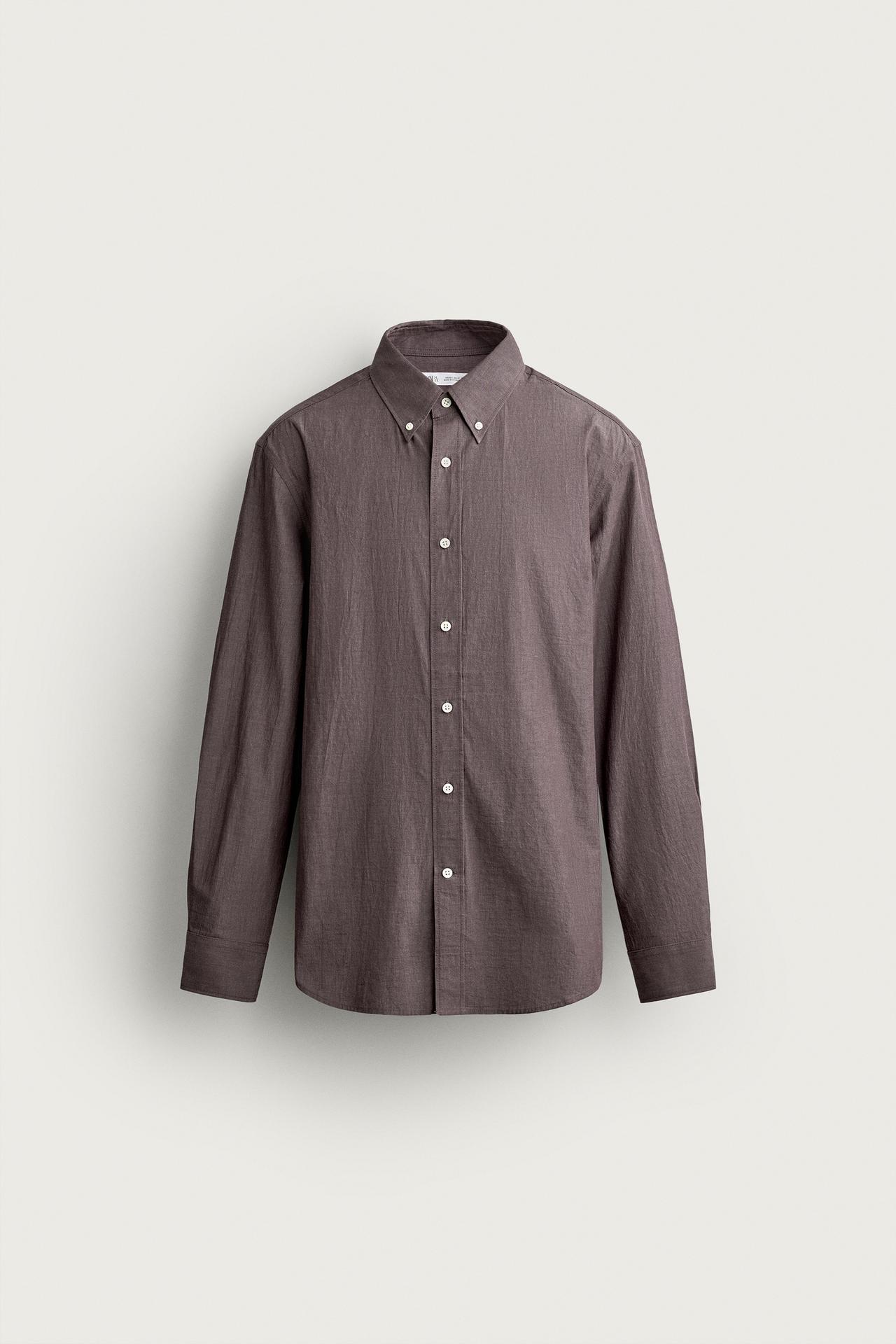 COTTON REGULAR FIT SHIRT — Mauve