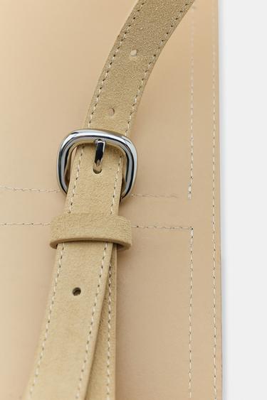 100% LEATHER BELT BAG WITH POCKETS - Light yellow by Zara - Image 4
