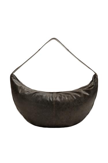 CRACKLED LEATHER HANDBAG - Black by Zara