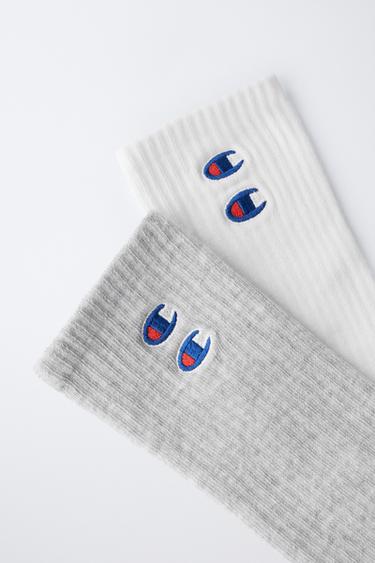 LOT DE DEUX PAIRES DE CHAUSSETTES BRODÉES LOGO CHAMPION ® X ZARA - Blanc de Zara - Image 1