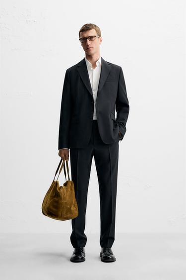 100% WOOL SUIT BLAZER - Navy blue by Zara