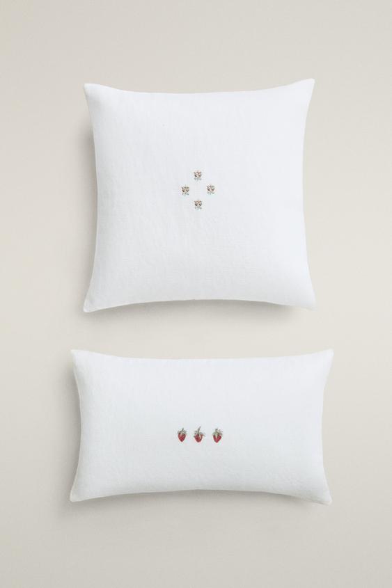 Zara STRAWBERRY CUSHION COVER - 磨白色 - 圖片 0