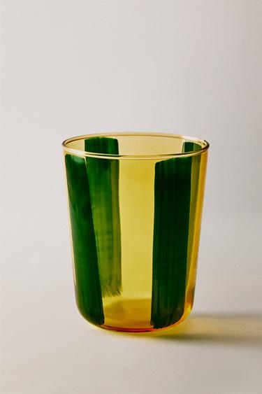Zara STRIPED GLASS TUMBLER - Green