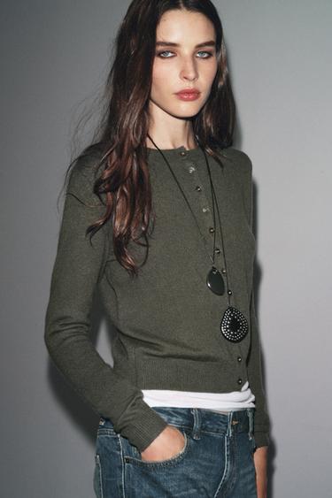 GILET EN MAILLE 100 % CACHEMIRE - Vert de Zara