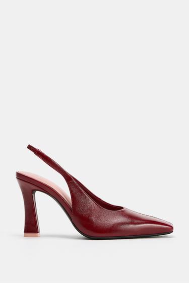 CHAUSSURES À TALONS EN CUIR - Bordeaux de Zara