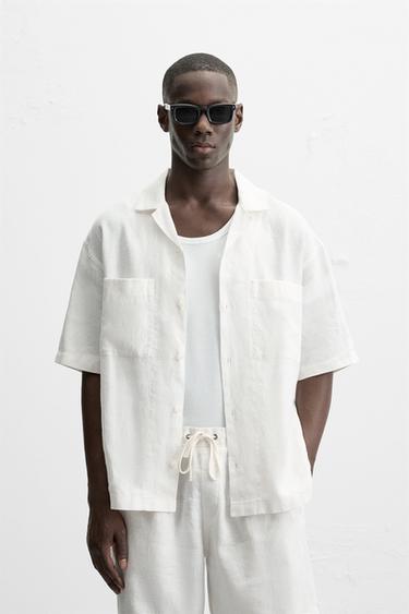 Zara 100% LINEN SHIRT - White