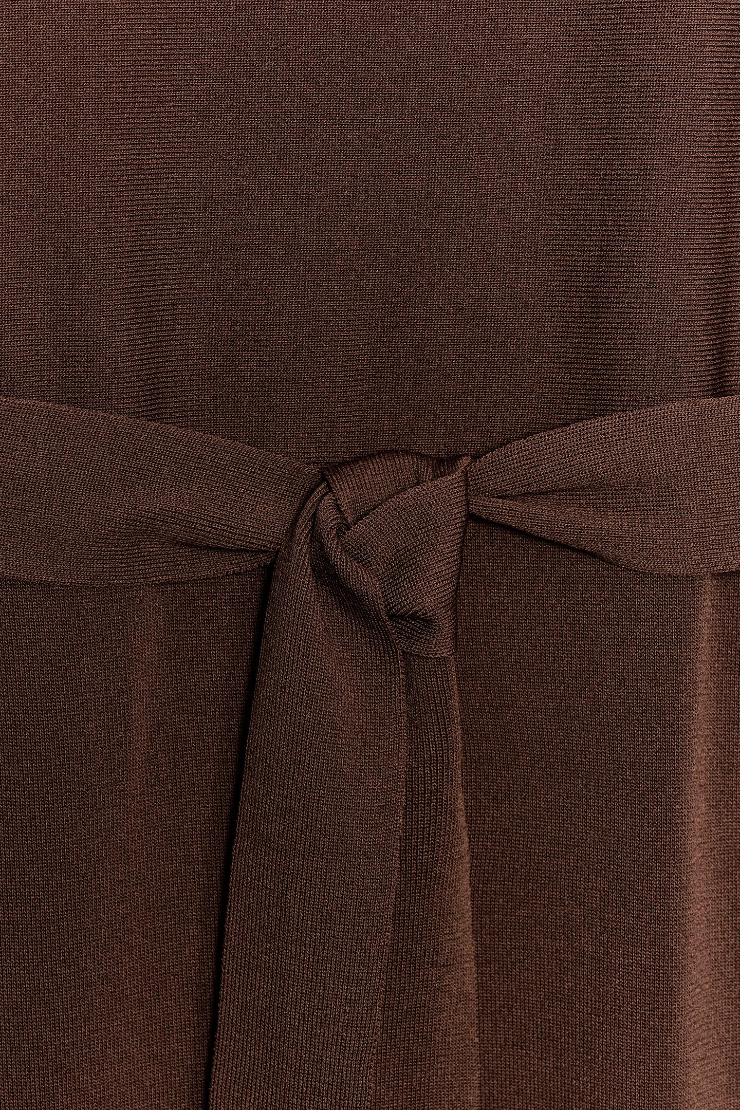 Женское платье Zara Belted Knit MIDI, цвет: Коричневый — фото 7
