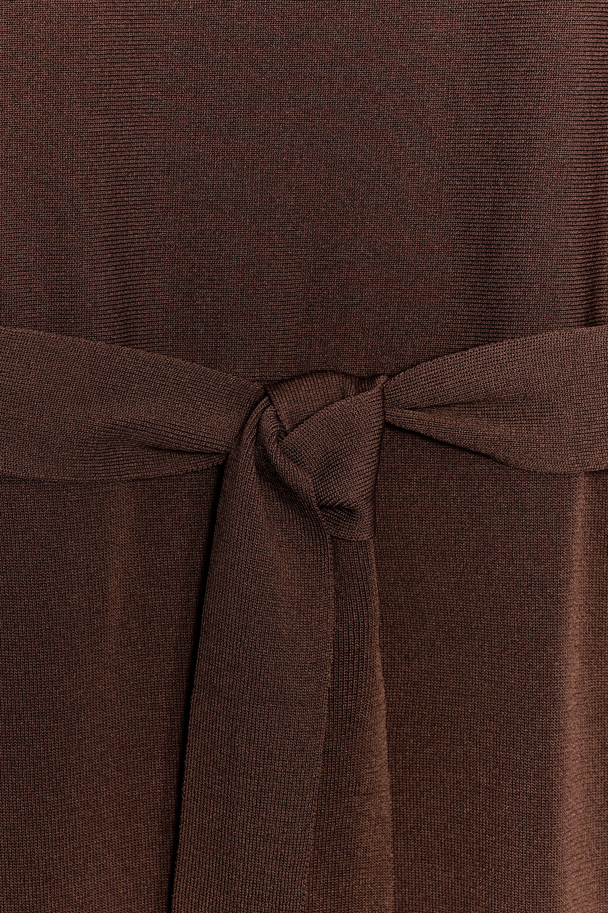 Женские платья Zara BELTED KNIT MIDI DRESS — фото 7